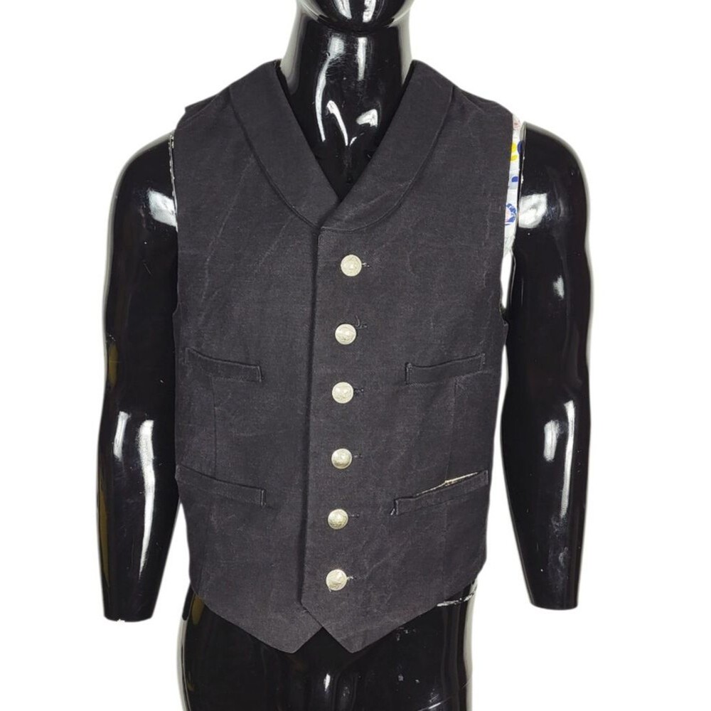 1900s Western Cowboy Denim Genuine Buffalo Nickel Button Waistcoat Vest S/M/L